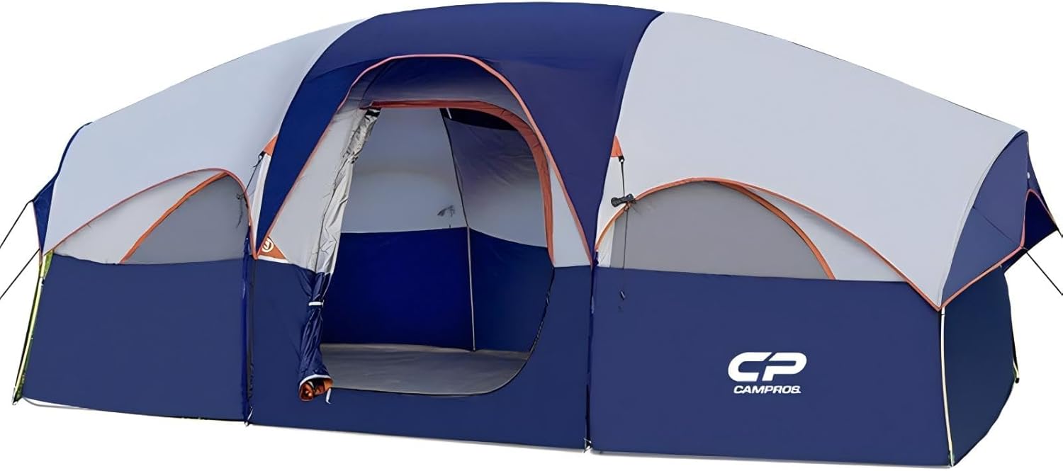 CAMPROS CP 8-Person Family Camping Tent – Waterproof, Double Layer with Room Divider & Easy Carry Bag
