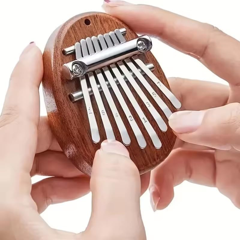 Portable 8-Key Mini Wood Kalimba Thumb Piano - Handheld Mbira Marimba with Protective Box & Tuning Hammer, Ideal Musical Gift for Beginners & Kids