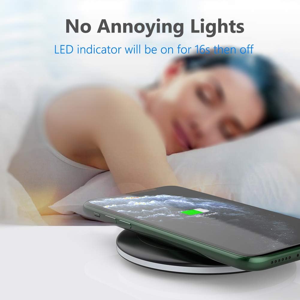 Yootech 10W Max Fast Wireless Charger - Sleek Charging Pad Compatible with iPhone 17, 16, 15 Series & Samsung Galaxy S25, S24, S23 (Sleep-Friendly Design)