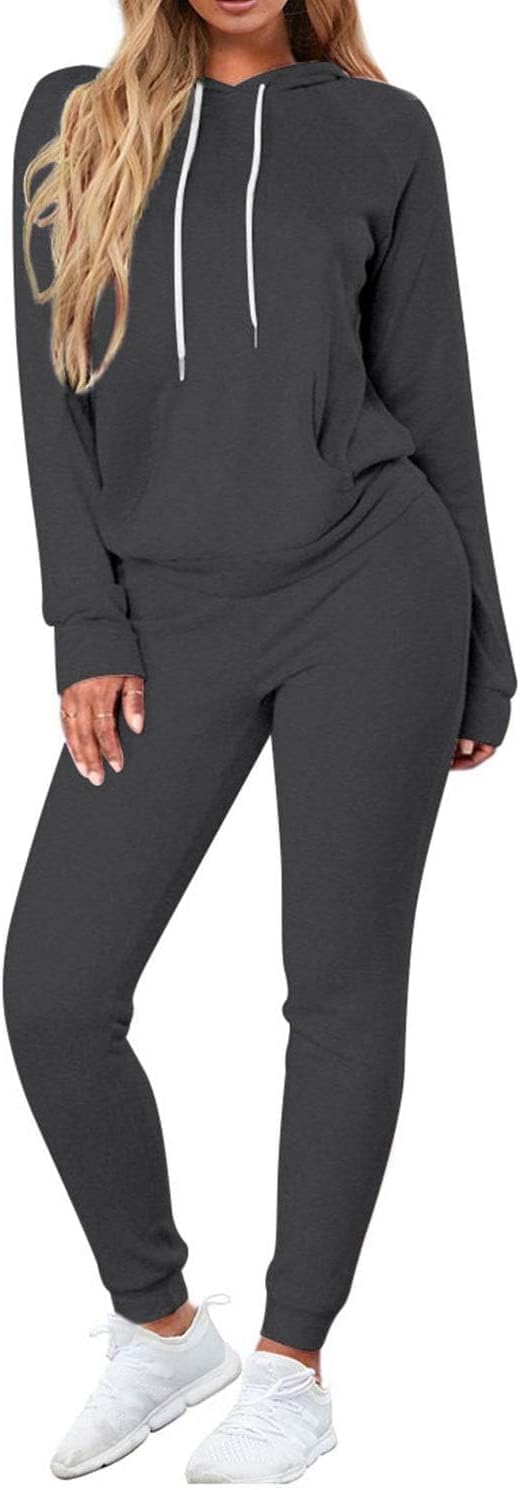 Fixmatti Women's 2-Piece Sweatsuit Set – Fleece Pullover Hoodie & Jogger Sweatpants with Pockets