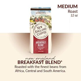 New England Coffee Breakfast Blend, 100% Arabica Medium Roast Ground Coffee, 12 Ounce Bag
