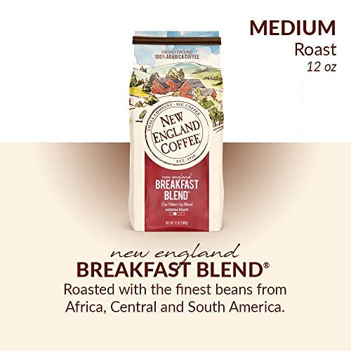New England Coffee Breakfast Blend, 100% Arabica Medium Roast Ground Coffee, 12 Ounce Bag