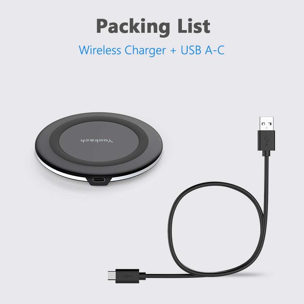 Yootech 10W Max Fast Wireless Charger - Sleek Charging Pad Compatible with iPhone 17, 16, 15 Series & Samsung Galaxy S25, S24, S23 (Sleep-Friendly Design)