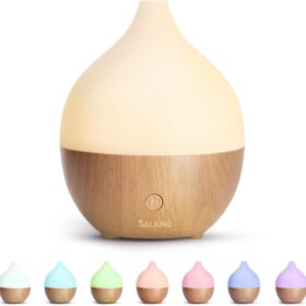 SALKING 100ml Essential Oil Diffuser – Ultrasonic Cool Mist Humidifier with Auto Shut-Off & Ambient Warm Light for Home & Office