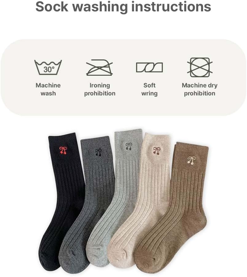HOMSSEM Women's Ribbed Crew Socks – 5 Pair Soft, Breathable Cotton Blend for Everyday Comfort