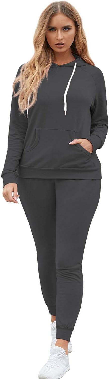 Fixmatti Women's 2-Piece Sweatsuit Set – Fleece Pullover Hoodie & Jogger Sweatpants with Pockets