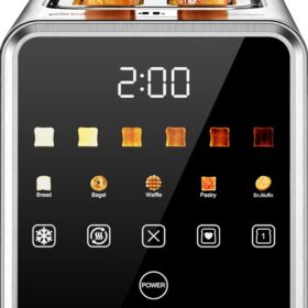 Smart Digital Touchscreen Toaster – 2-Slice Stainless Steel with 1.5” Wide Slots, 900W, and Memory Recall