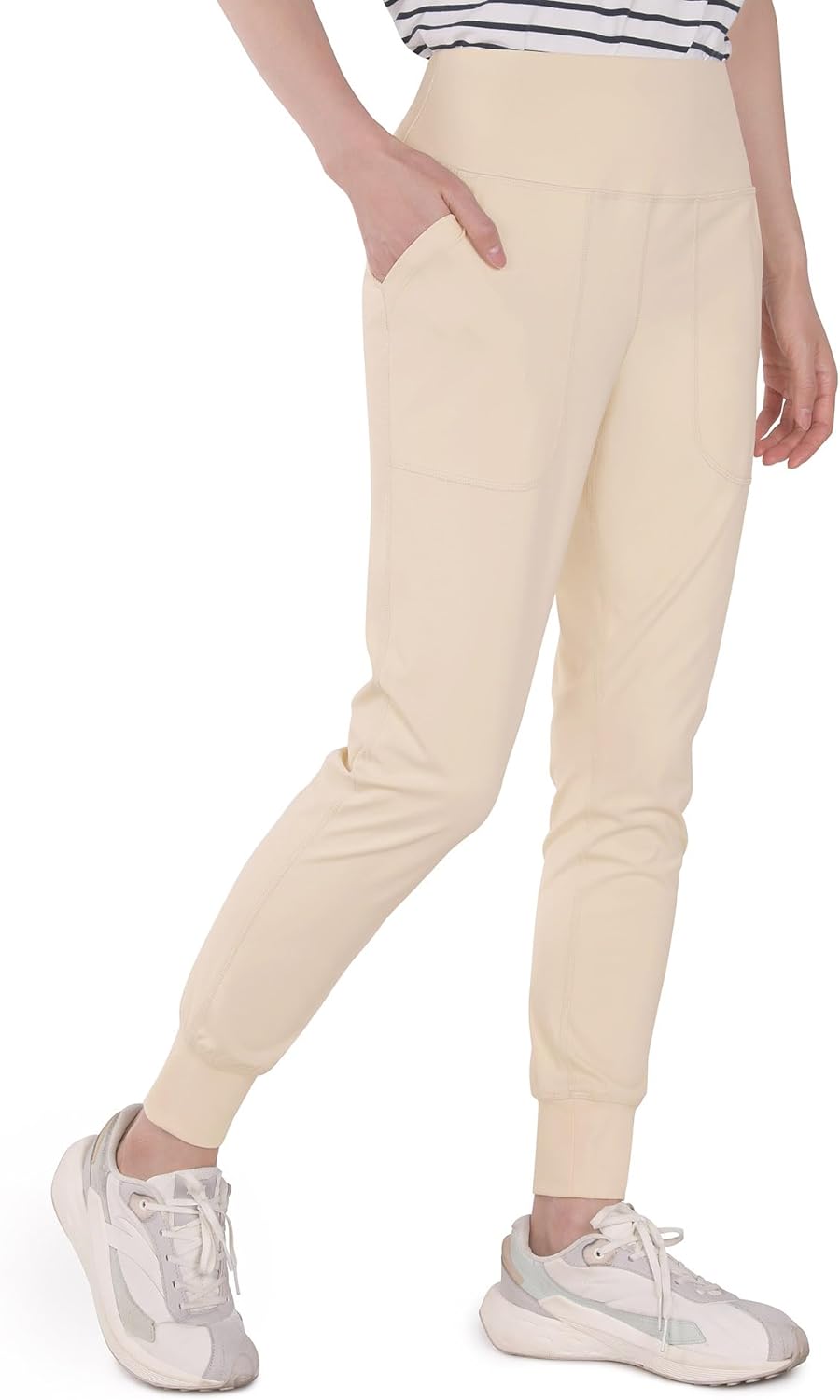 Cosmolle Women's High-Waisted Jogger Pants - Tapered Yoga Leggings with Pockets for Running & Lounge