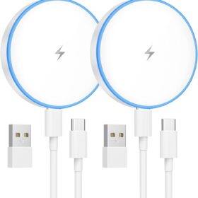 2-Pack 15W MagSafe Charger - Fast Magnetic Wireless Charging Station for iPhone 17, 16, 15, 14, 13, 12 & AirPods (Sleep-Friendly LED, Cooling Vents, 3ft Cables Included)
