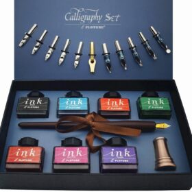 Deluxe Calligraphy Pen Set – Wooden Dip Pen with Brass Holder, 12 Nibs & 7 Ink Colors – Complete Hand Lettering Kit for Beginners & Pros