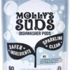 Molly's Suds Dishwasher Pods, 60 Count | Eco-Friendly & Plant-Powered Dishwasher Detergent for a Spotless, Residue-Free Shine | Cuts Grease, Works in All Water Types, Unscented