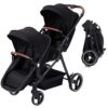 Tandem Double Stroller for Newborn and Toddler – Reversible Seat Foldable Twin Stroller with Extra-Large Storage, 5-Point Harness, and Adjustable Canopy