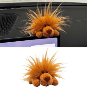 BESULE Little Lion Plush Dashboard Ornament – Cute & Fluffy Car Decor for Rear View Mirror, Dashboard, SUV & Truck