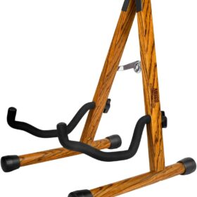 MUSO Zebra Wood Guitar Stand – Premium Hardwood Floor Stand for Acoustic, Electric, Bass, Ukulele, and Violin – Foldable, Padded, and Stable Instrument Holder