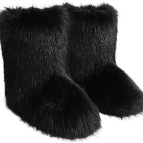Women's Fluffy Faux Fur Mid-Calf Winter Snow Boots - Cozy Furry Lined Comfort Footwear