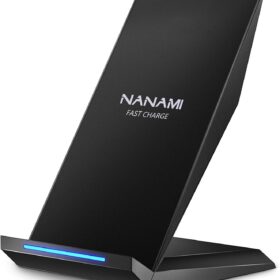 NANAMI 15W Qi Certified Fast Wireless Charger Stand – Compatible with iPhone 17, 16, 15 Series & Samsung Galaxy S25, S24, S23 – Adjustable Vertical & Horizontal Charging Dock