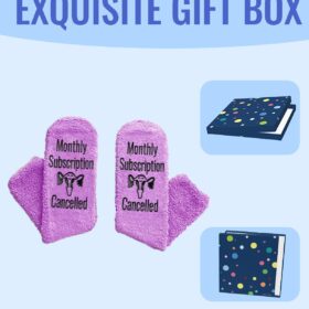 Hysterectomy Recovery Gifts for Women - 'Monthly Subscription Cancelled' Funny Novelty Socks, Soft Purple Crew
