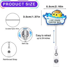 Live Laugh Toaster Retractable Badge Reel - Funny Nurse Gifts, Durable ID Name Tag Holder with Alligator Clip for RN, CNA, Medical Workers & Teachers