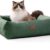20 Inch Small Dog Bed & Cat Bed - Plush Squeezable Rectangle Pet Nest with Non-Slip Bottom, Machine Washable Calming Bed for Puppies & Kittens (Green, Small)