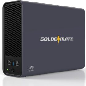 GOLDENMATE 1000VA/600W LiFePO4 UPS Battery Backup & Surge Protector | 10-Year Life | Pure Sine Wave | USB Auto-Shutdown | LCD Screen & 8 Outlets (Gray)