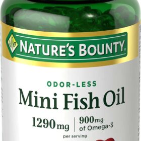 Nature's Bounty Mini Fish Oil Softgels - Burpless Omega 3 Supplement for Heart Health - 90 Ct