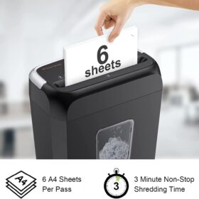 Bonsaii 6-Sheet Cross-Cut Paper Shredder with 3.4 Gallon Wastebasket | Credit Card & Staples Shredder for Home and Office (C237-B)