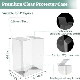100 Pack Premium Pop Figure Protectors - Heavy Duty 4-Inch Vinyl Display Cases with Auto-Lock Bottom & UV-Resistant Clarity