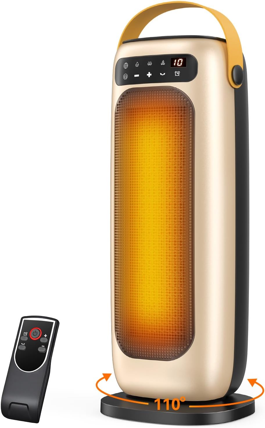 1500W Electric Space Heater with Remote – 70° Oscillating PTC Ceramic Heater with 4 Heat Settings, Timer, and Tip-Over Protection for Indoor Office and Bedroom Use