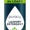 Puracy Natural Laundry Detergent - 10x Concentrated Plant-Based Formula, 64 Loads of Gentle Yet Powerful Stain Removal, Hypoallergenic & Eco-Friendly for Sensitive Skin (16 fl oz, Free & Clear)