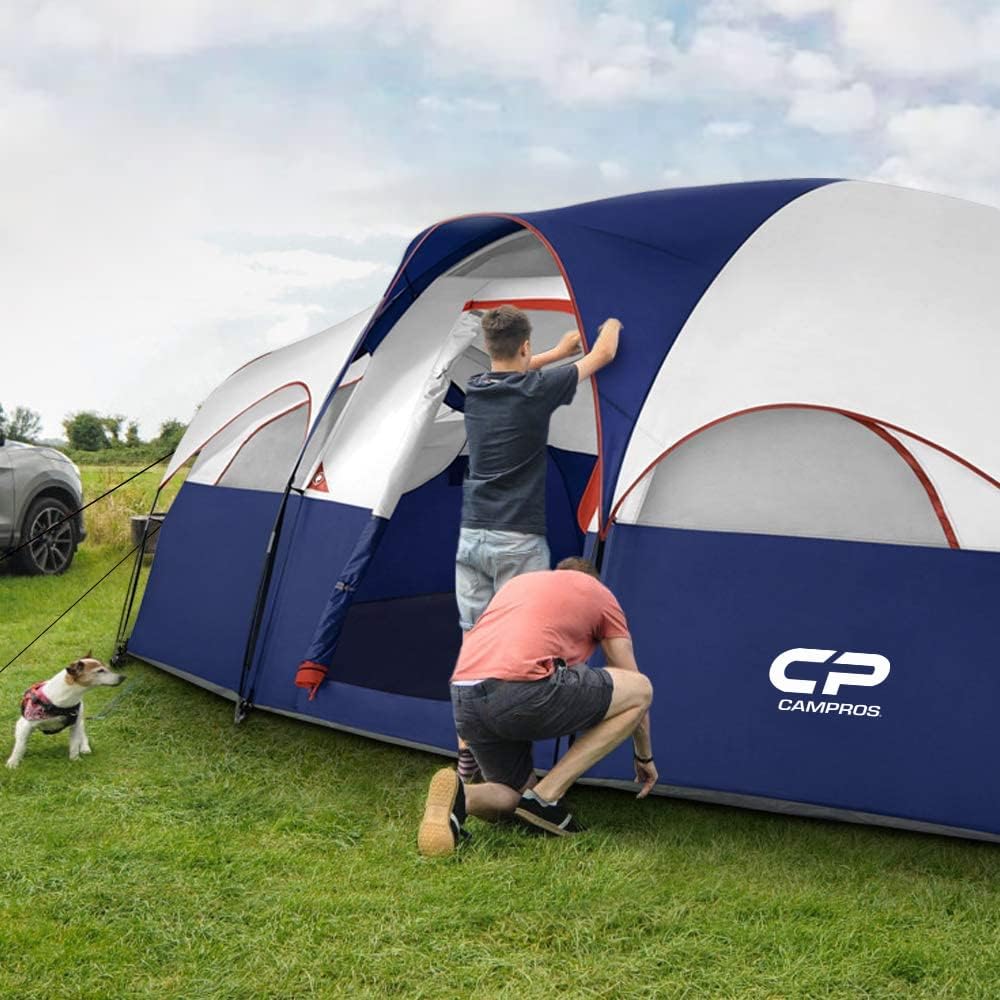 CAMPROS CP 8-Person Family Camping Tent – Waterproof, Double Layer with Room Divider & Easy Carry Bag