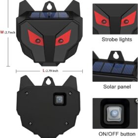 2-Pack Solar Predator Eye Animal Repellent - Dual Red Light Flashing Deterrent for Deer, Raccoon, Coyote, Skunk, Rabbit, and Garden Pest Control - Waterproof Night Defense