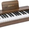 JALOKEE 37-Key Wooden Digital Piano for Kids – Miniature Upright Electronic Keyboard with Songbook & Stickers – Educational Music Instrument Toy for Toddlers, Boys & Girls (Walnut)