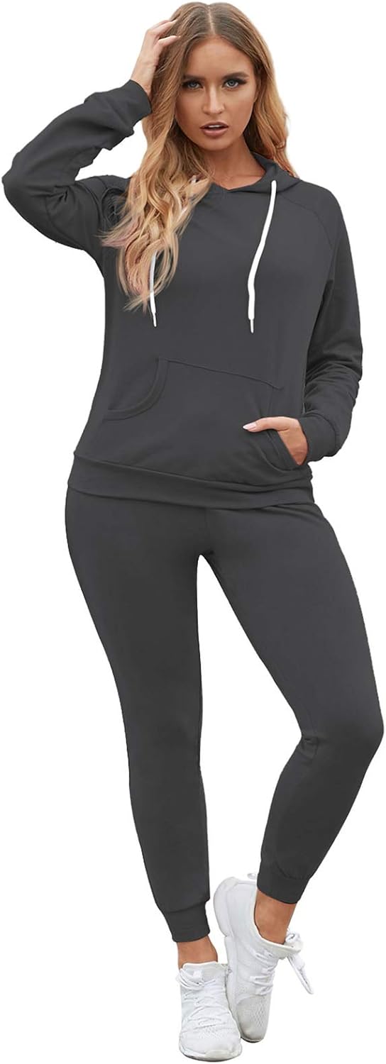 Fixmatti Women's 2-Piece Sweatsuit Set – Fleece Pullover Hoodie & Jogger Sweatpants with Pockets