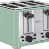 BELLA 4 Slice Toaster with Extra Wide Slots, Auto Shut Off & 7 Shade Settings - Includes Removable Crumb Tray, Cancel, Defrost & Reheat Functions - Sage Green