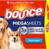 Bounce Pet Hair & Lint Guard Mega Dryer Sheets - 3X Hair Fighting Power, Fresh Scent, 180 Count