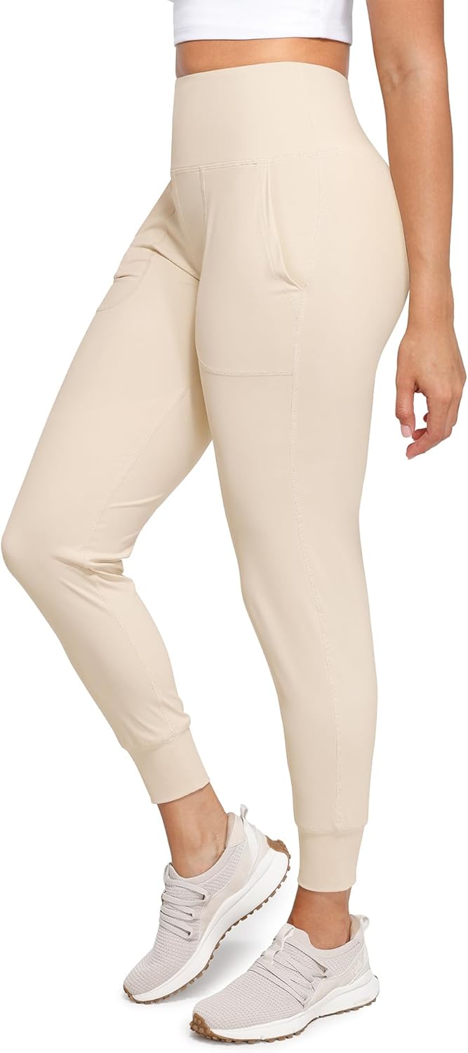 Cosmolle Women's High-Waisted Jogger Pants - Tapered Yoga Leggings with Pockets for Running & Lounge