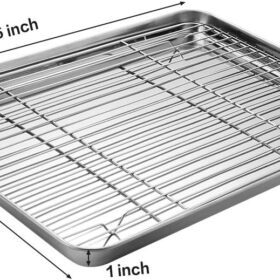 Premium 6-Piece Stainless Steel Baking Set - 2 Cookie Sheets, 2 Cooling Racks & 2 Silicone Mats (16 x 12 Inch)