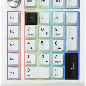 GMK26 Mechanical Numpad – Wireless Bluetooth & 2.4G Programmable Numeric Keypad with RGB, Metal Knob & Gasket Mount (White)