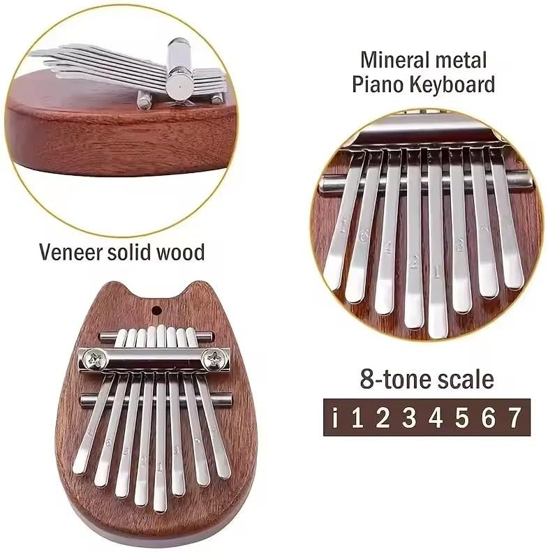Portable 8-Key Mini Wood Kalimba Thumb Piano - Handheld Mbira Marimba with Protective Box & Tuning Hammer, Ideal Musical Gift for Beginners & Kids