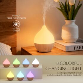 SALKING 100ml Essential Oil Diffuser – Ultrasonic Cool Mist Humidifier with Auto Shut-Off & Ambient Warm Light for Home & Office