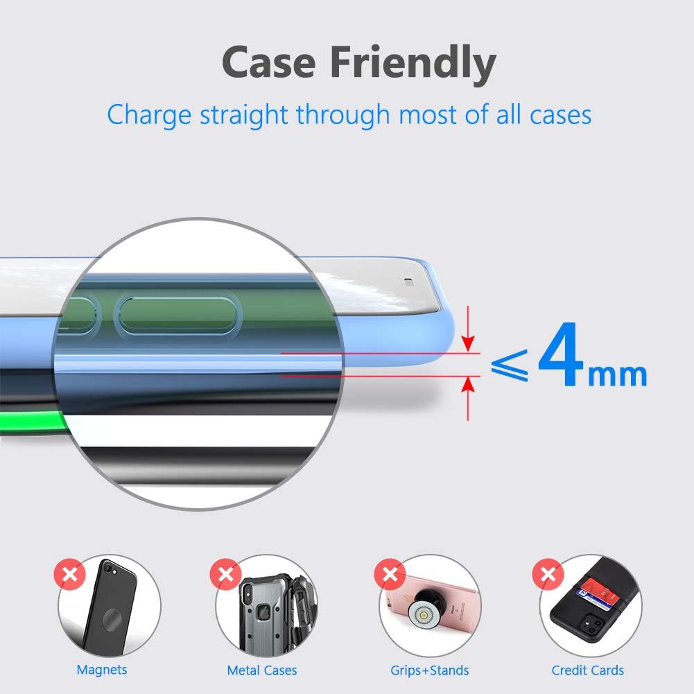 Yootech 10W Max Fast Wireless Charger - Sleek Charging Pad Compatible with iPhone 17, 16, 15 Series & Samsung Galaxy S25, S24, S23 (Sleep-Friendly Design)