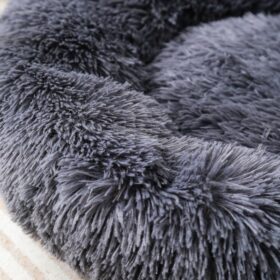 Fluffy Donut Calming Dog & Cat Bed - Ultra-Soft Round Nest for Small Pets & Kittens (Dark & Light)