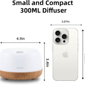 Premium 300ML Ultrasonic Essential Oil Diffuser with Remote, 7-Color Ambient Light & High-Efficiency Mist for Aromatherapy
