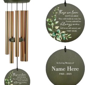 Personalized Memorial Wind Chimes – 36-Inch Sympathy Gifts for Loss of Loved One, In Loving Memory Outdoor Decor with Custom Name & Dates, Deep Tone Funeral Wind Chime for Garden