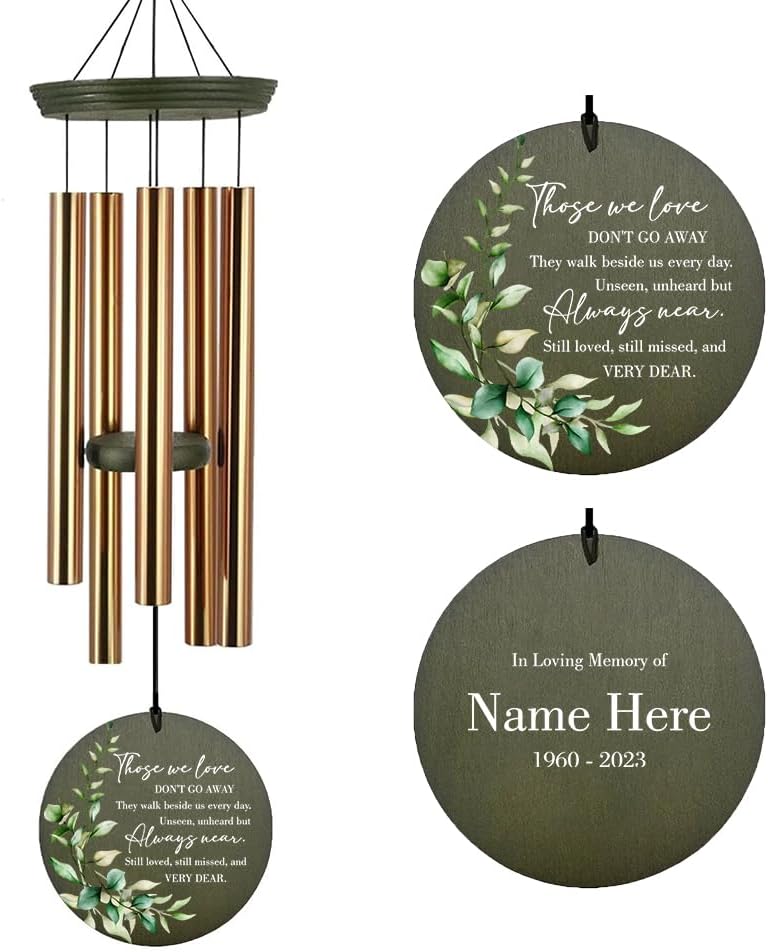 Personalized Memorial Wind Chimes – 36-Inch Sympathy Gifts for Loss of Loved One, In Loving Memory Outdoor Decor with Custom Name & Dates, Deep Tone Funeral Wind Chime for Garden