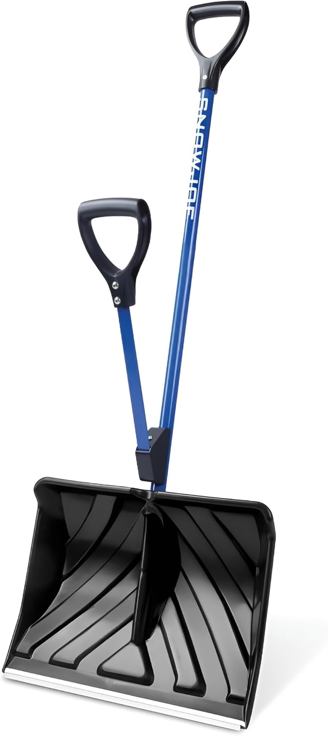 Snow Joe Shovelution 18-Inch Heavy-Duty Snow Shovel with Spring-Assist Handle, Ergonomic Back-Saving Design for Effortless Snow & Ice Removal, SJ-SHLV01