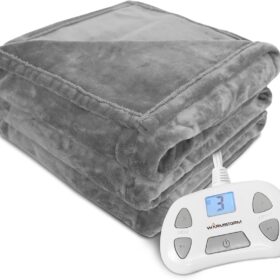 Warm Storm Twin Heated Blanket | Fast-Heat 10-Level Electric Throw with 12hr Auto-Off & Overheat Protection | Ultra-Soft Flannel (62"x84") | Machine Washable