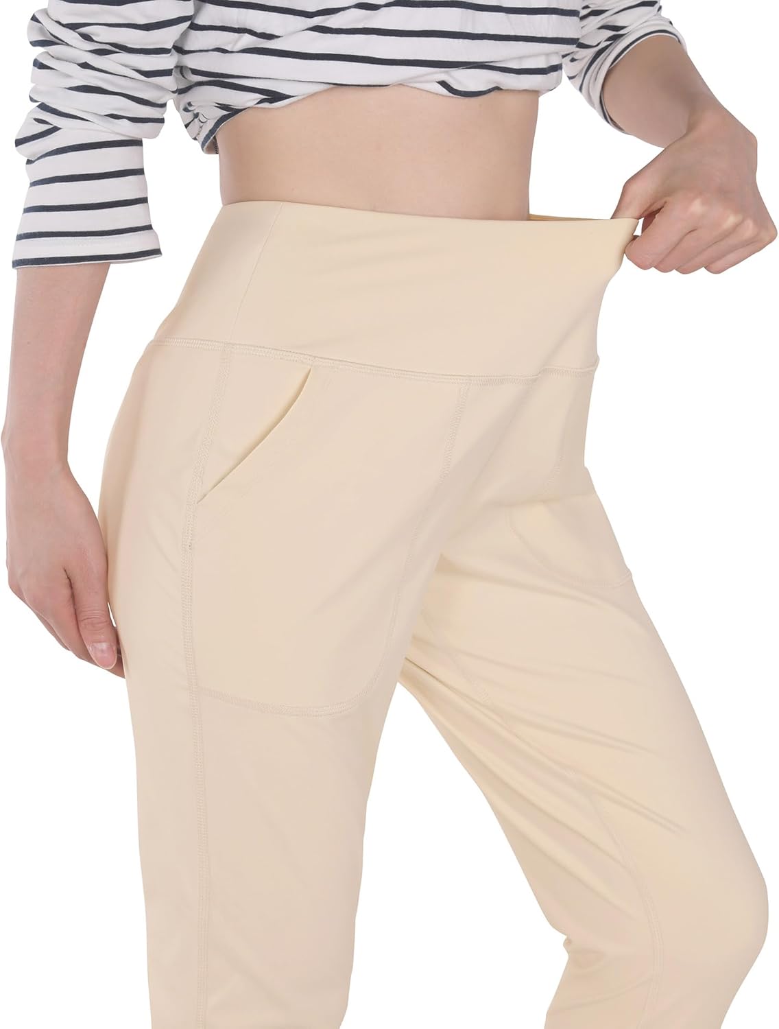 Cosmolle Women's High-Waisted Jogger Pants - Tapered Yoga Leggings with Pockets for Running & Lounge