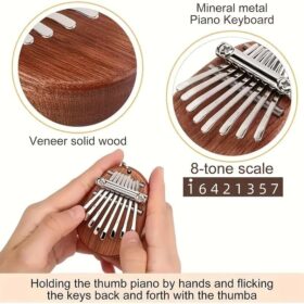 Portable 8-Key Mini Thumb Piano – Exquisite Kalimba Marimba Pendant Musical Instrument Gift