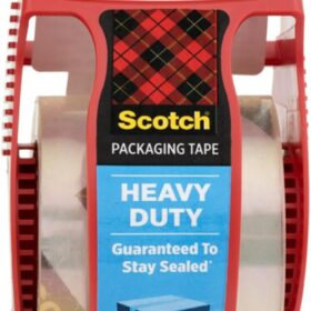 Scotch Heavy Duty Shipping Packaging Tape - 1.88 Inch x 27.7 Yard Clear Roll, Industrial Strength Adhesive for Moving & Storage, Includes Dispenser (142L)